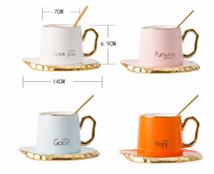 Creative Gold trimmed Tea Coffee Cups And Saucers