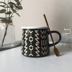 Nordic Style Porcelain Mug with Lid and Spoon option