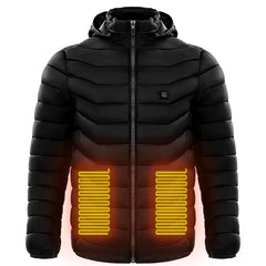 Men Heated Puffer Jacket Electric Heating Coat Insulated Hood Windbreaker 9Heat Zones