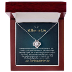 To my mother - in - law - i never thought i'd find the one till I met your son Love Knot Necklace