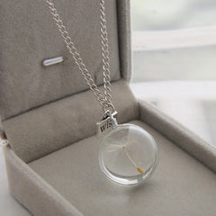 Real Natural Dandelion Seed Pendant Necklace