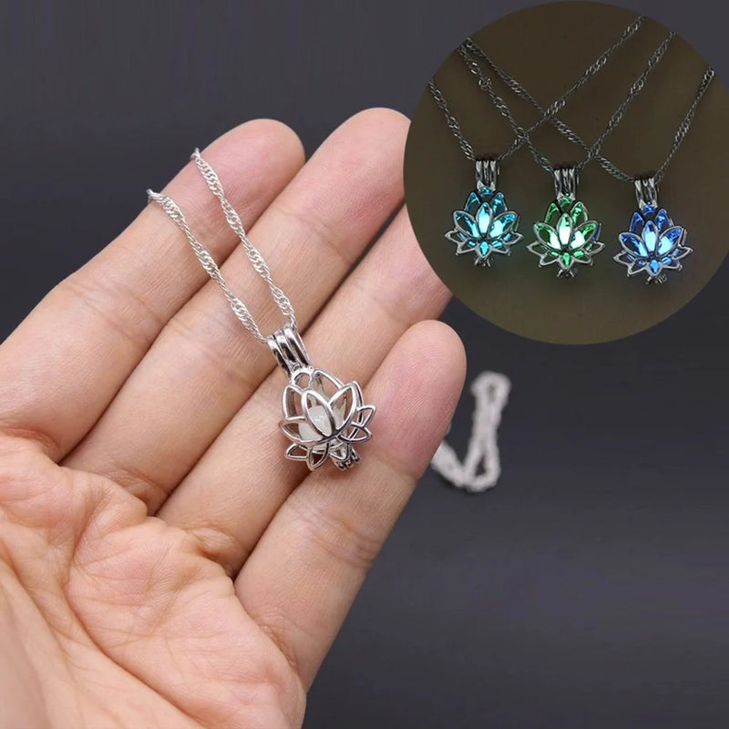 Luminous Glow In The Dark Lotus Flower Pendant