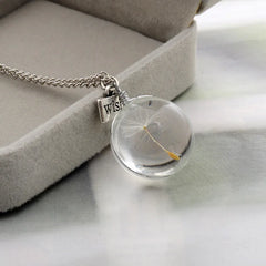 Real Natural Dandelion Seed Pendant Necklace