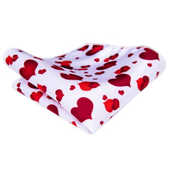 Red Heart White Silk  Tie