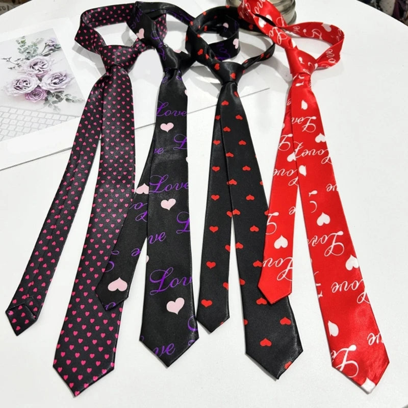 Silk Necktie Colorful Heart Print