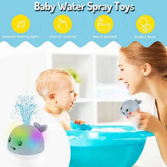 Baby Toddler Infant Light Up Bath Toys Whale Sprinkler Bathtub Toys