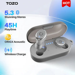 TOZO T10 Bluetooth 5.3 Earphones ,Wireless Headphones , AI Enhanced Calling With Deep Bass, IPX8 Waterproof Earbuds ,45H Play